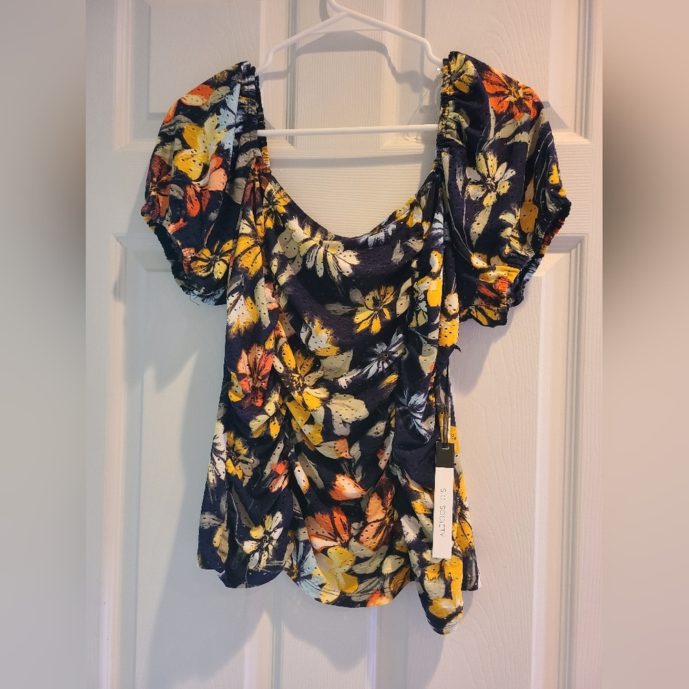 S.C. Society off the shoulder floral top